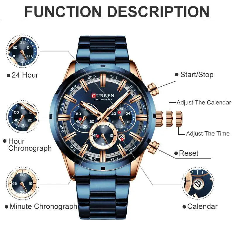 Luxury Chronograph Sports Watch Stylish Waterproof - OurLum.com