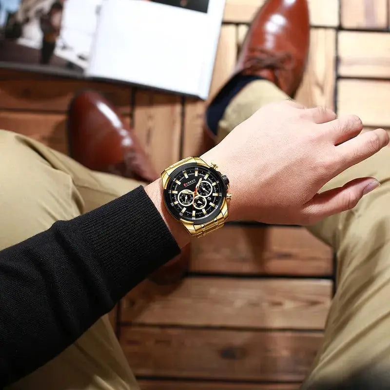 Curren Mens Luxury Chronograph Watch Waterproof Timepiece