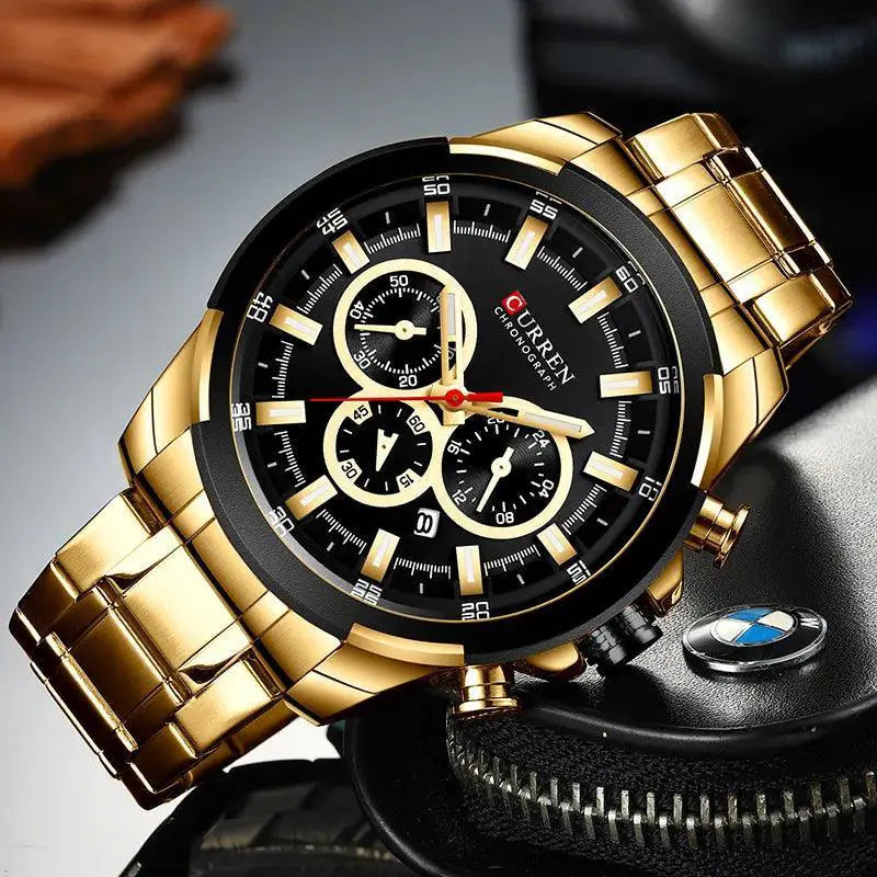 Curren Mens Luxury Chronograph Watch Waterproof Timepiece