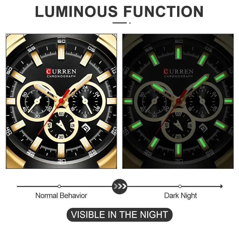 Curren Mens Luxury Chronograph Watch Waterproof Timepiece