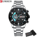 CURREN Stainless Steel Chronograph Watches Modern Style Men