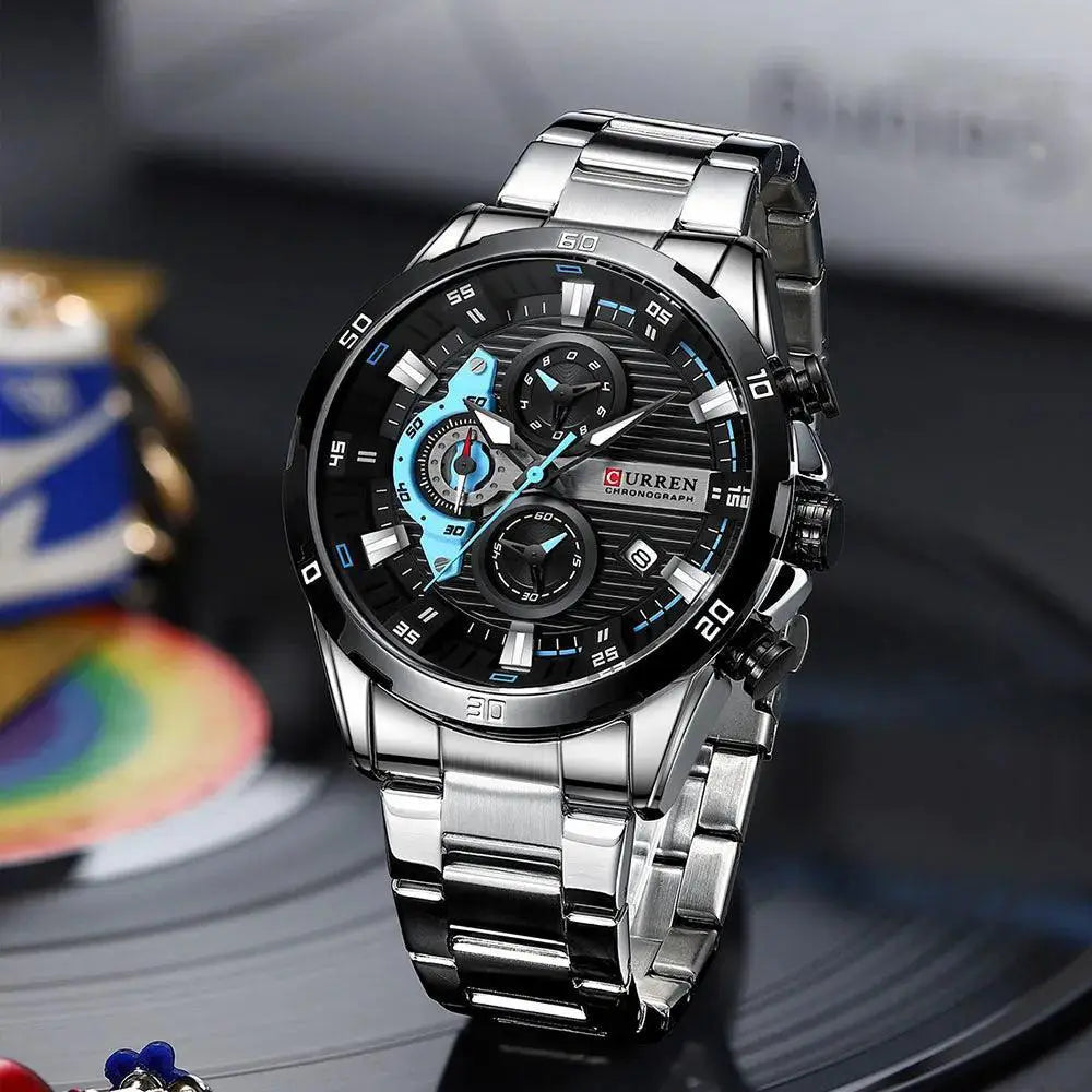 Curren Stainless Steel Chronograph Watch Mens Modern Style - OurLum.com