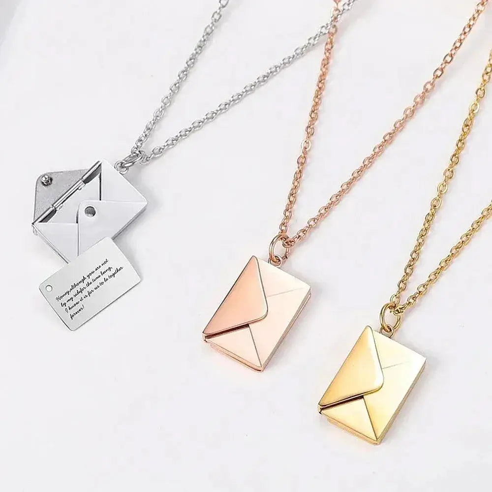 Custom Engraved Love Letter Pendant Necklace Gift Idea