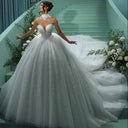 Custom Glitter Princess Wedding Dress Beaded Ball Gown 2025 Dream Neckline