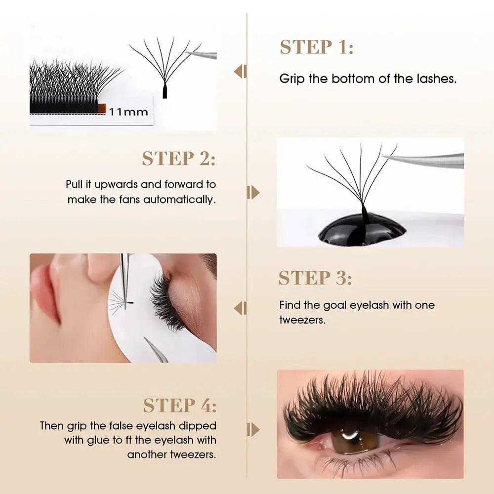 Custom Logo Eyelash Fans Premade Volume Lashes 0.07mm Clover Tools For Salons