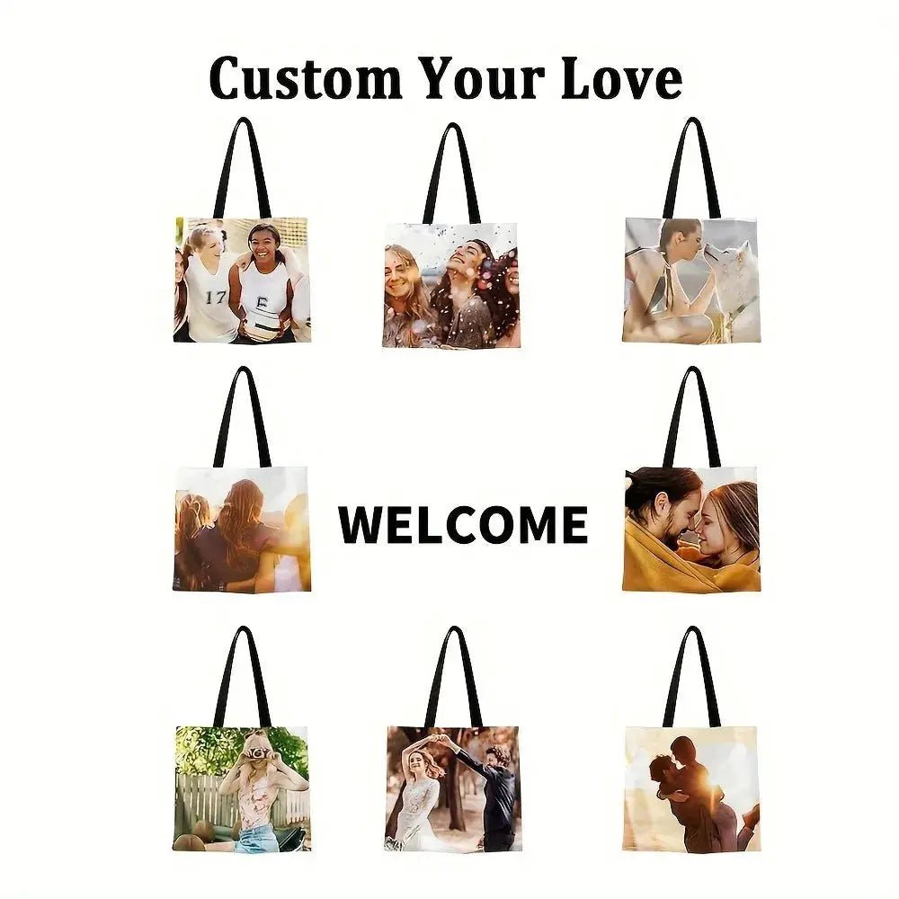 Custom Photo Tote Bag Personalized Reusable Grocery Tote Make It Yours Foldable