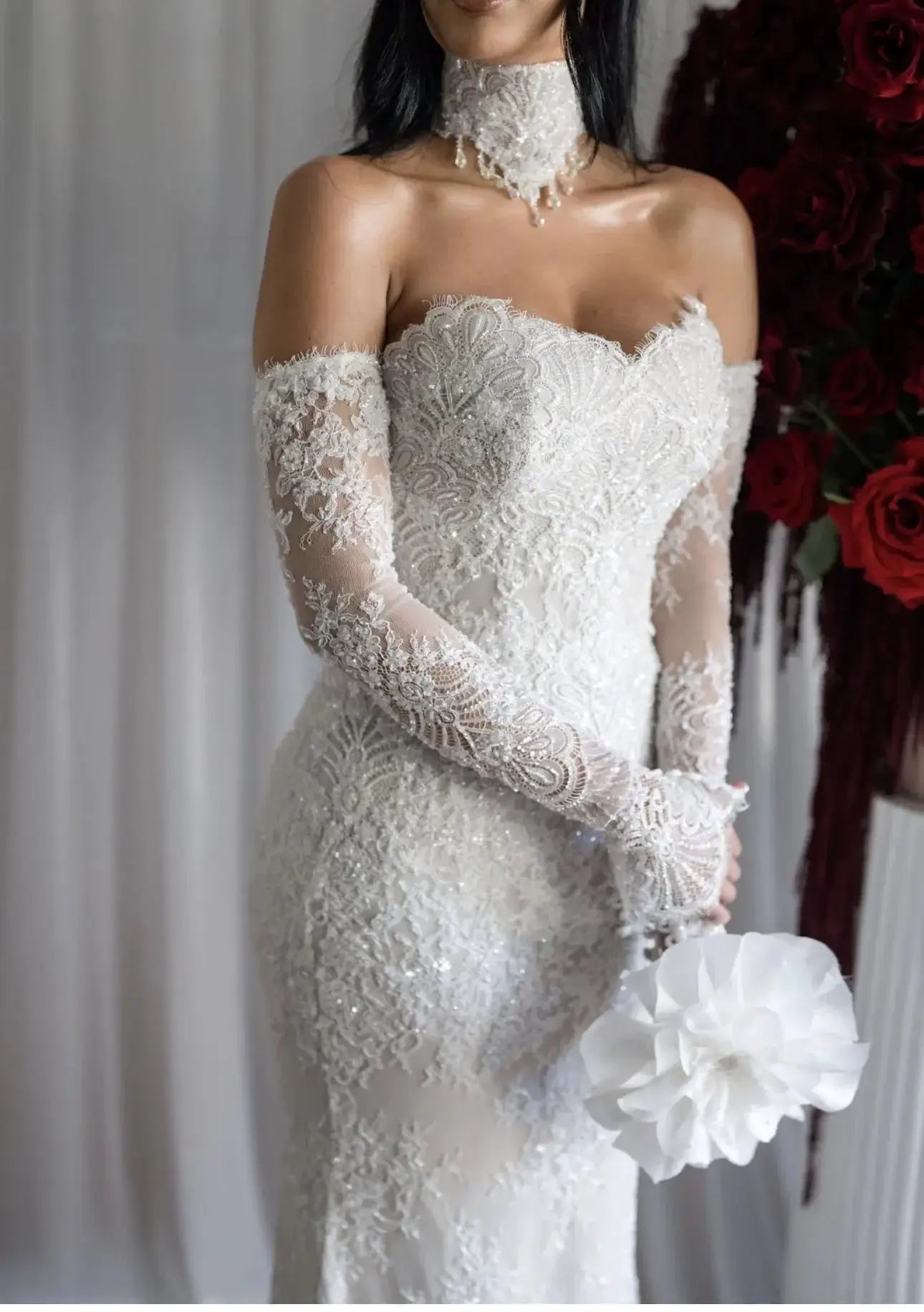 Customizable Romantic Sweetheart Lace Mermaid Wedding Dress With Detachable Tail