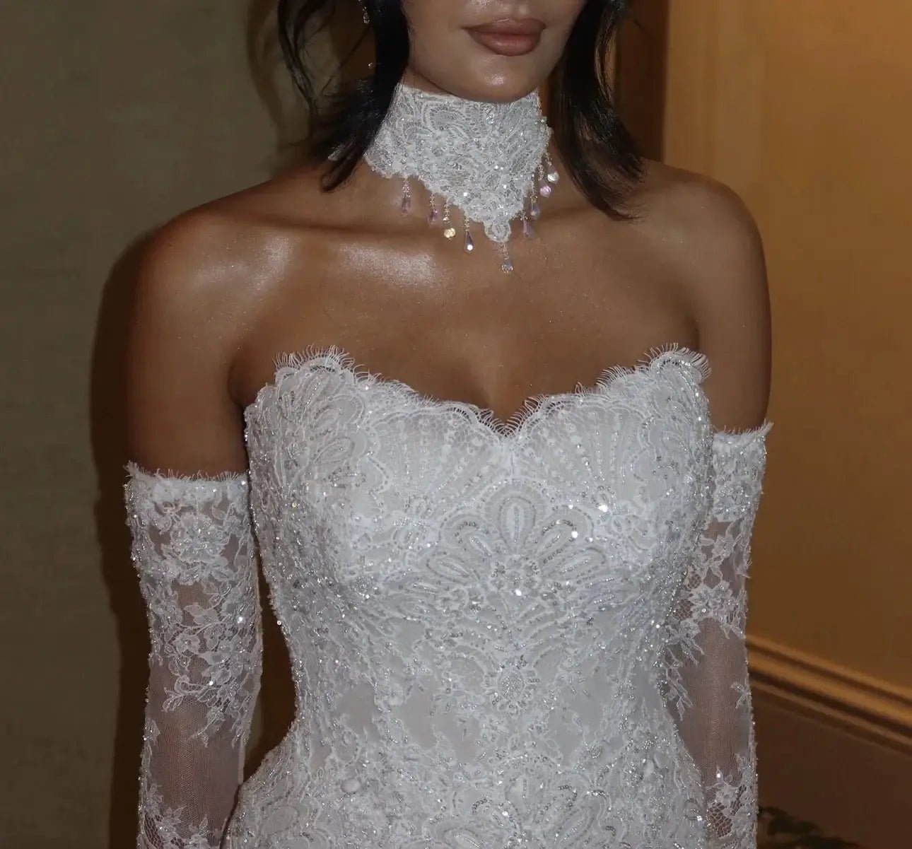 Customizable Romantic Sweetheart Lace Mermaid Wedding Dress With Detachable Tail