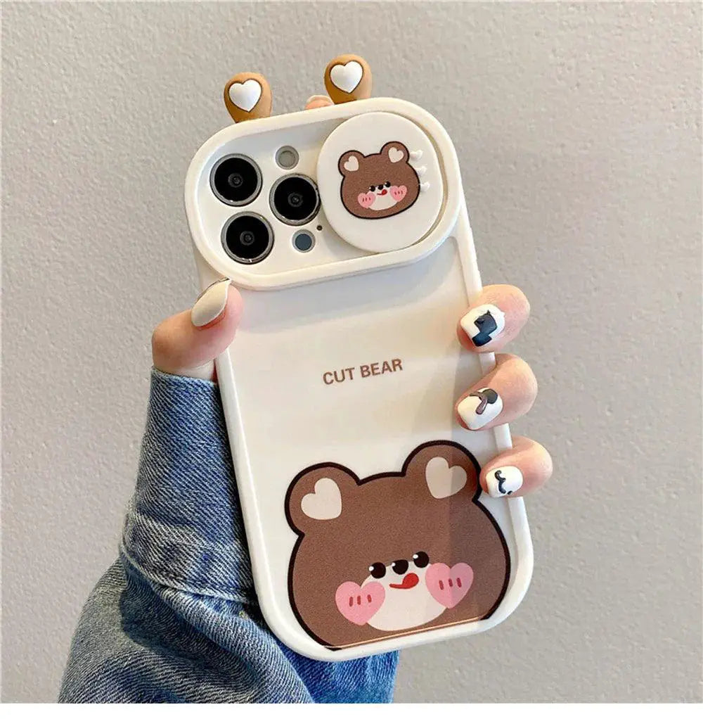 Cute Bear And Frog Cartoon Phone Shockproof Protective Case