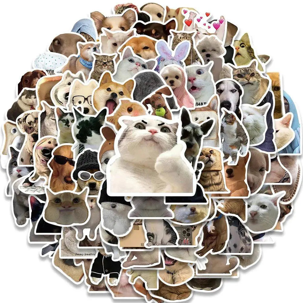 Cute Dog Cat Meme Stickers Waterproof Set For Funny Animals