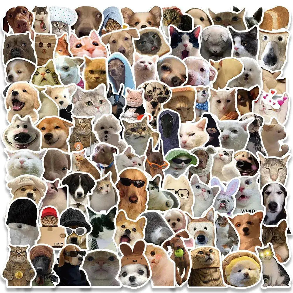 Cute Dog Cat Meme Stickers Waterproof Set For Funny Animals