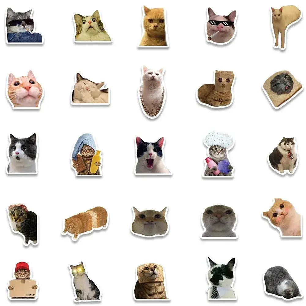 Cute Dog Cat Meme Stickers Waterproof Set For Funny Animals