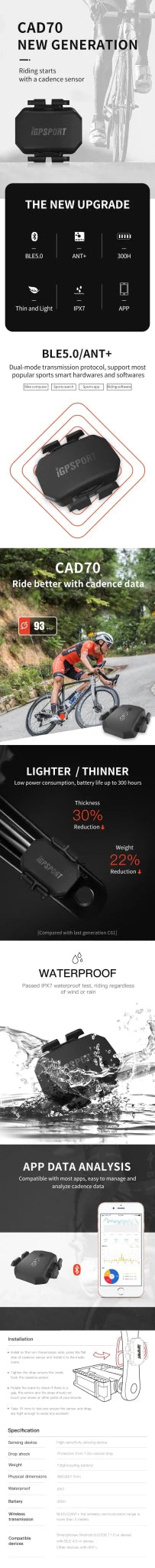 Cycling Cadence Sensor for Cyclists Data