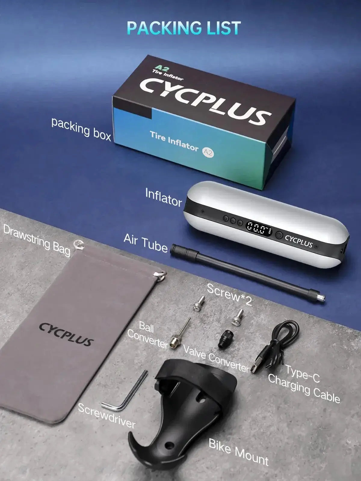 Cycplus Portable Smart Air Pump High Pressure Inflator Tool