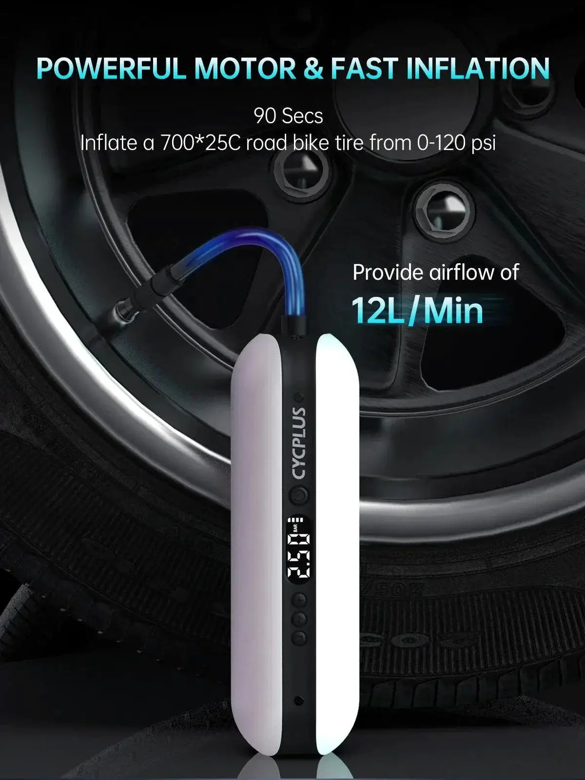 Cycplus Portable Smart Air Pump High Pressure Inflator Tool