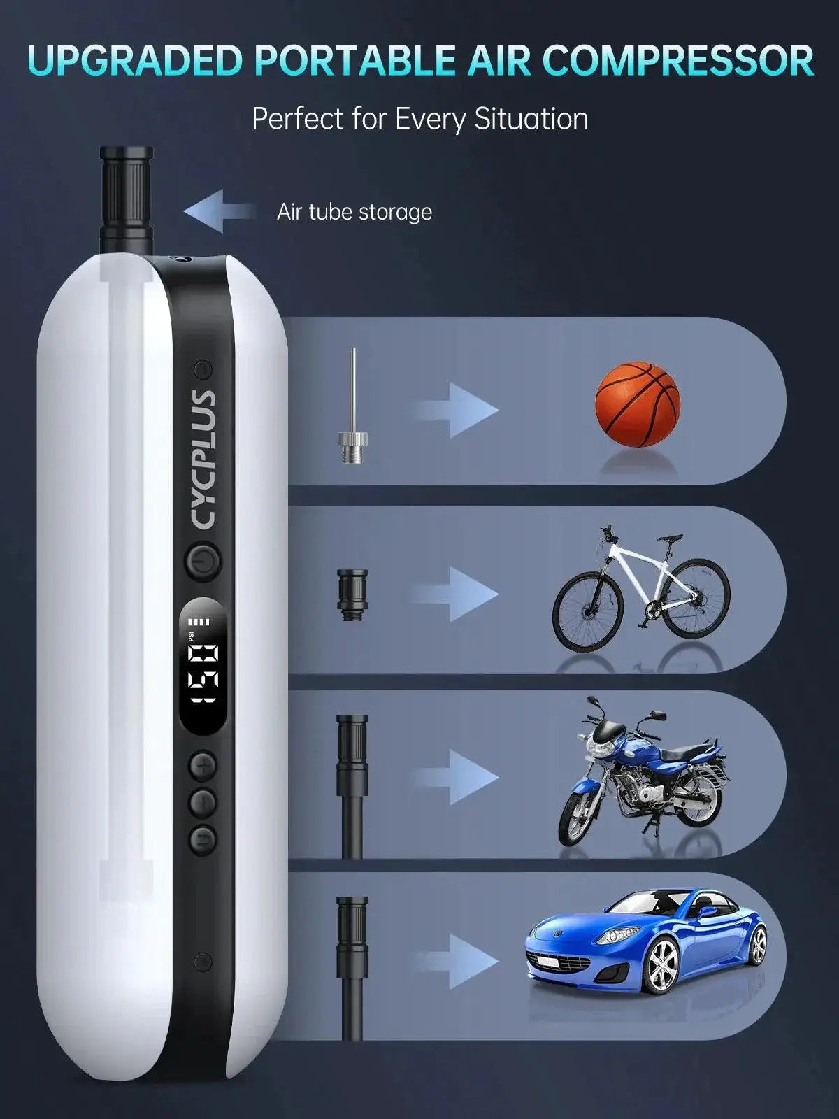 Cycplus Portable Smart Air Pump High Pressure Inflator Tool