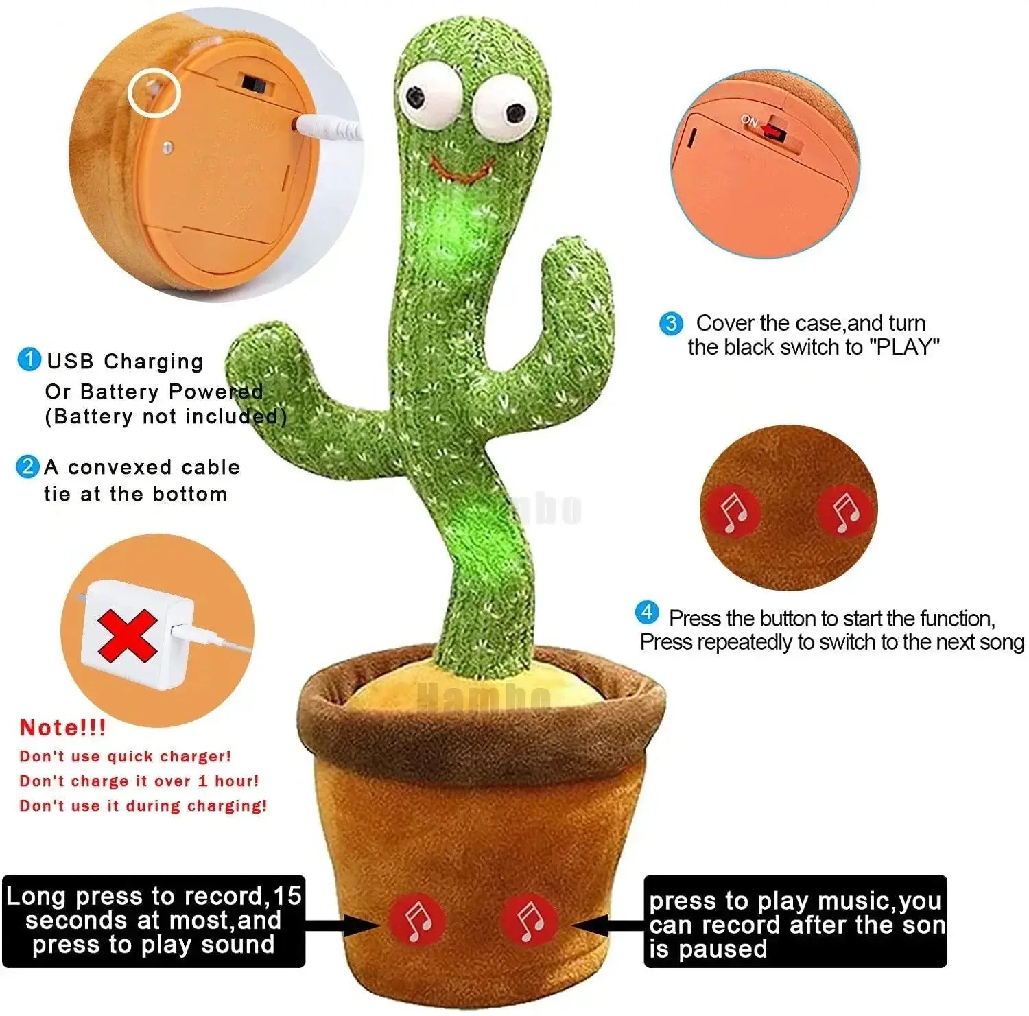 Dancing Cactus Toy Twisting Singing Glowing Fun for Kids