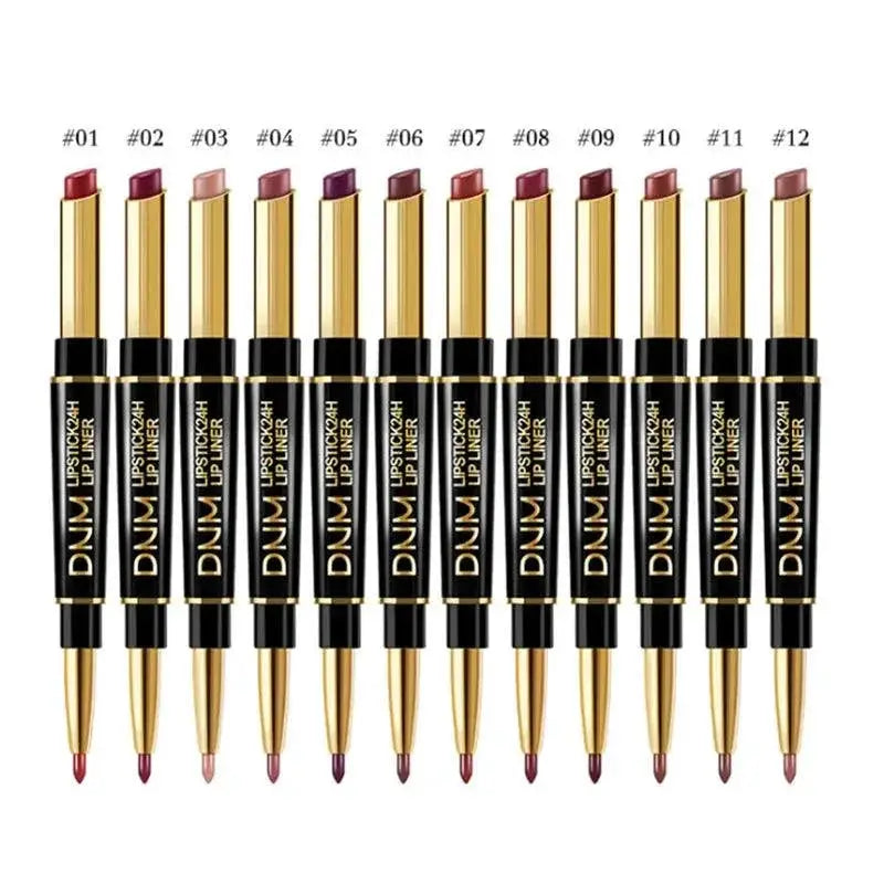 Dark Red Matte Lipstick Duo Waterproof Lasting Pigmented