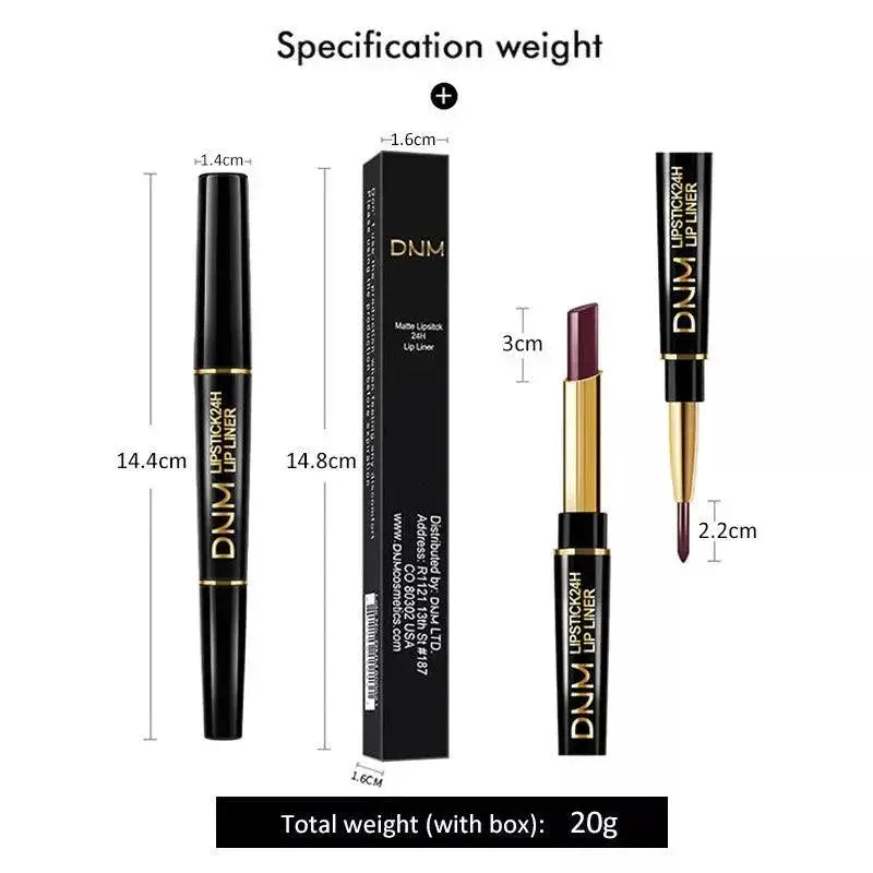 Dark Red Matte Lipstick Duo Waterproof Lasting Pigmented