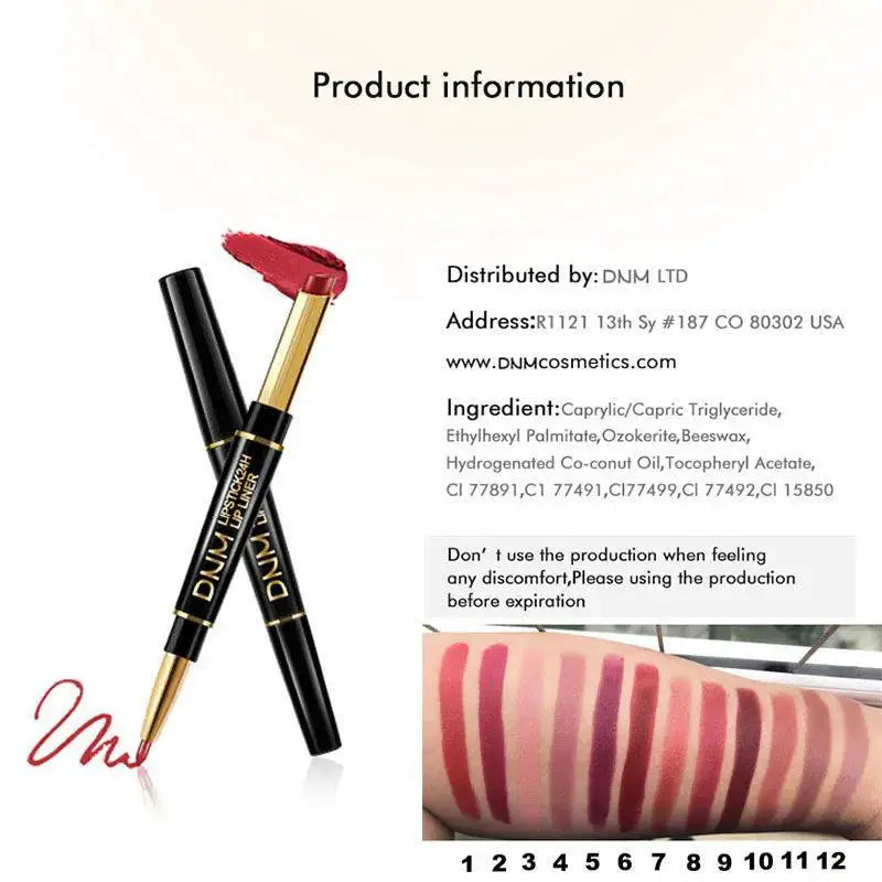 Dark Red Matte Lipstick Duo Waterproof Lasting Pigmented