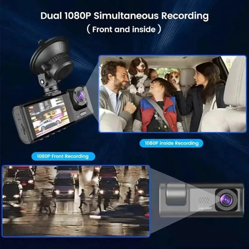 Dash Cam 3 Camera System Night Vision And Loop Recording