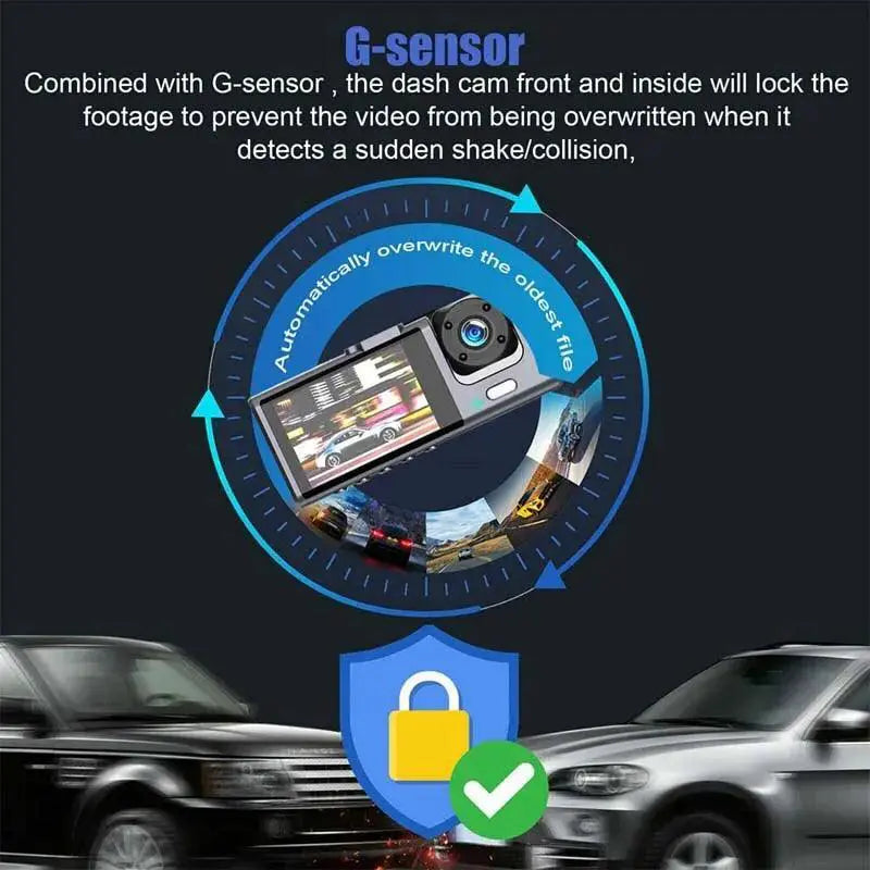 Dash Cam 3 Camera System Night Vision And Loop Recording