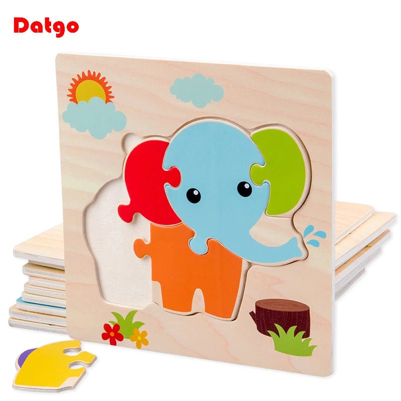 Datgo Baby Wooden 3D Tangram Animals - Jigsaw Toys Develops Thinking Skills Kids