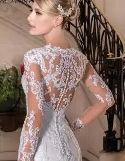 Dazzling Custom Illusion Back Mermaid Dress With Beaded Lace Appliques
