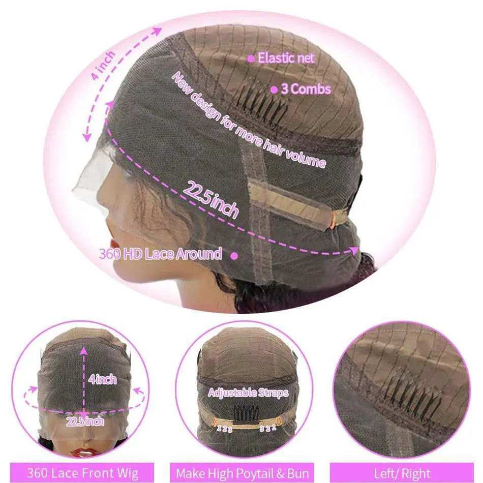 Deep Wave 360 Full Lace Frontal Wig Pre Plucked Human Hair