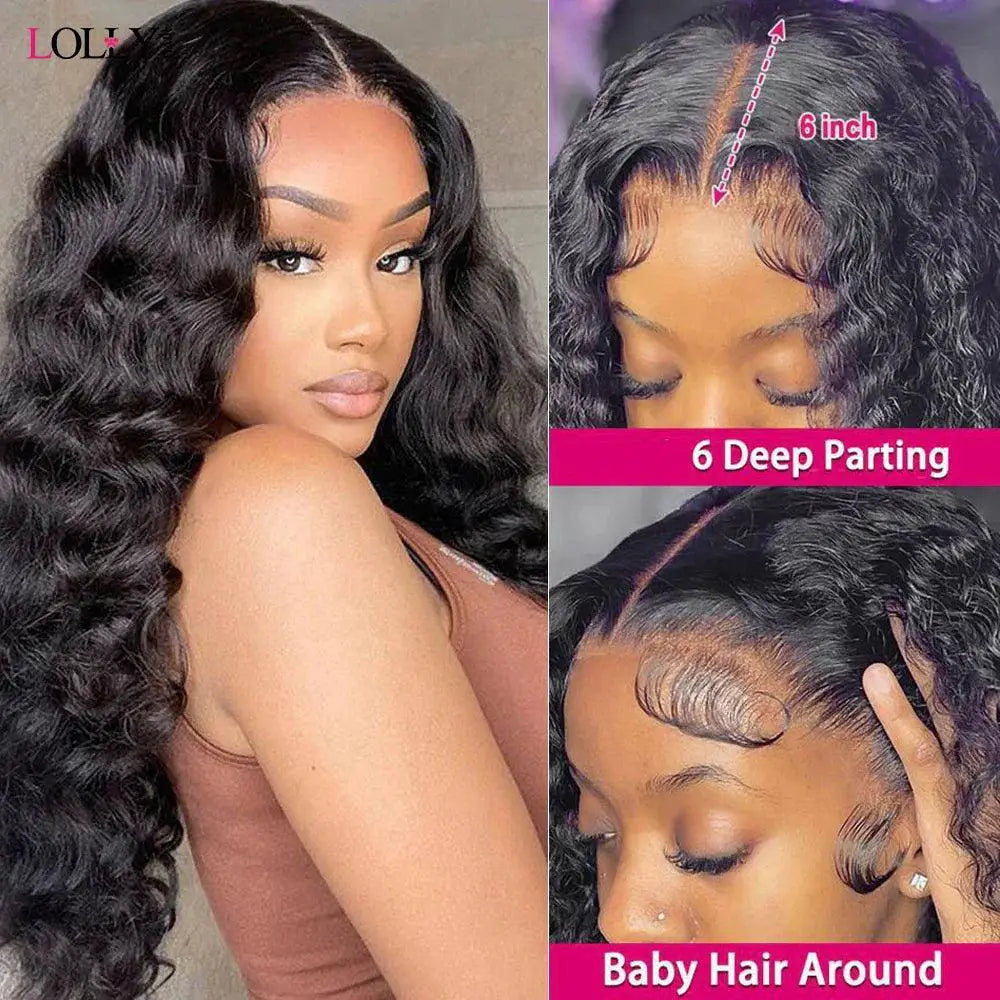 Deep Wave Glueless Lace Frontal Wig 13x4 Pre Plucked Hair