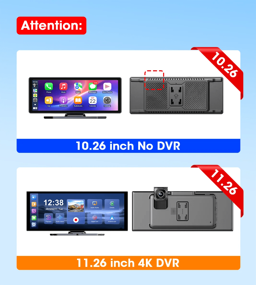 Develuck 11.26 Inch 4K DVRs Wireless CarPlay And Android Auto Dash Cam With WiFi