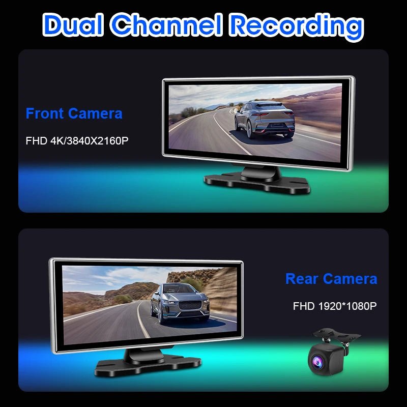 Develuck Dash Cam Tenth Eleven Point Twenty Six Inch 4K Car DVR Wireless CarPlay
