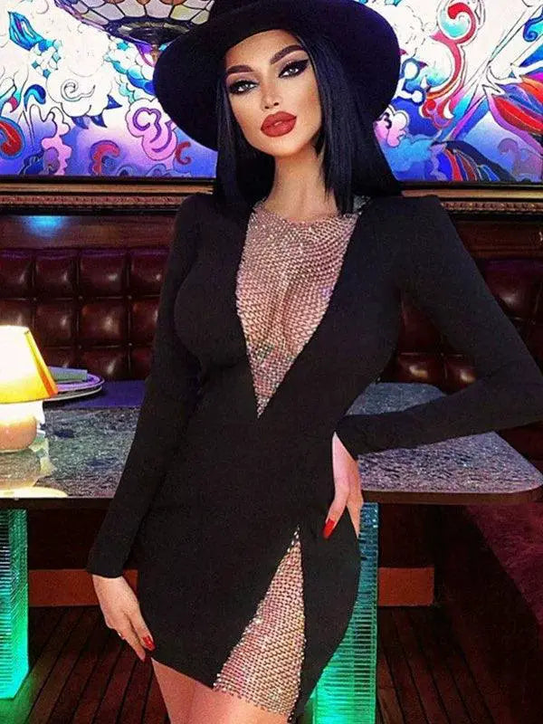 Diamond Evening Dress Elegant Bandage Nightwear Dress