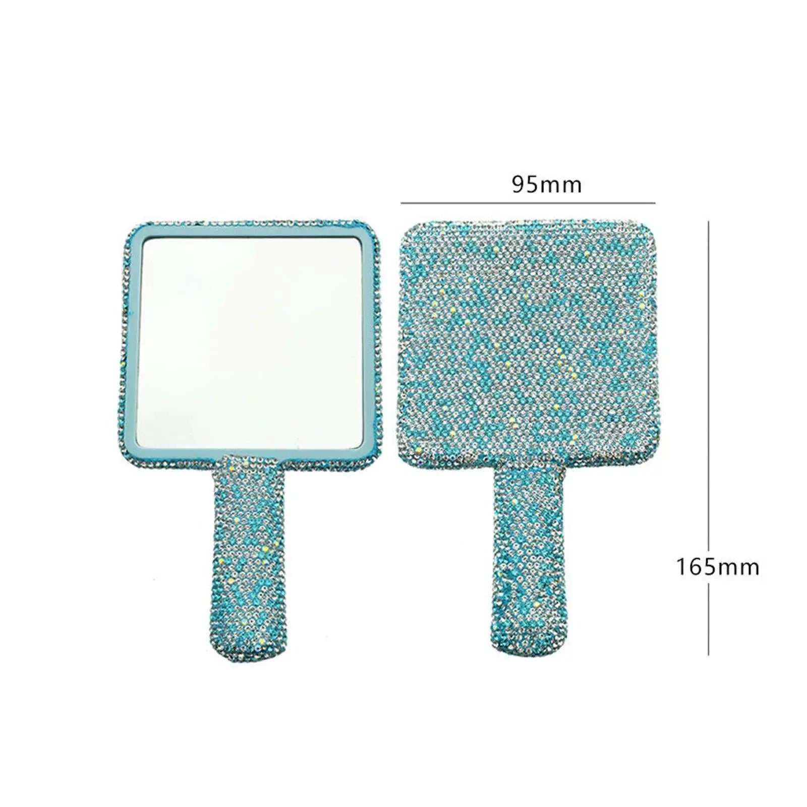 Diamond Heart Rhinestone Handheld Mirror Glamorous Tool