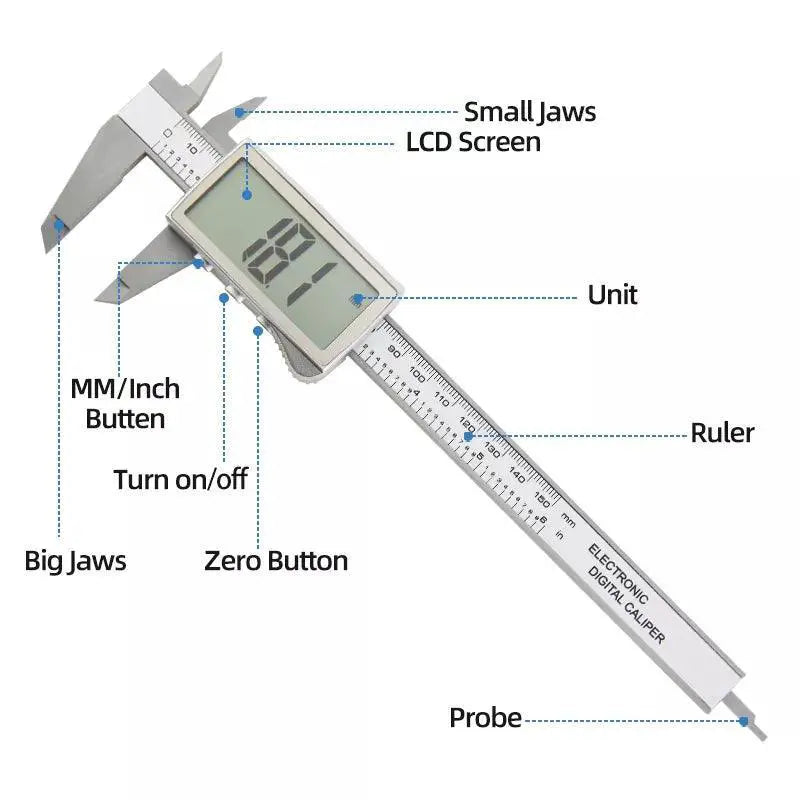 Digital Caliper Vernier Measuring Tool Large Screen Ruler