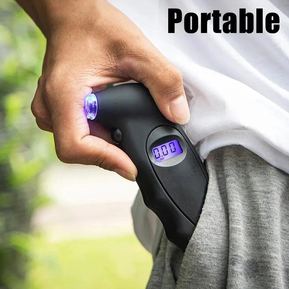 Digital Tire Gauge With Backlit LCD Quick Readings Non Slip