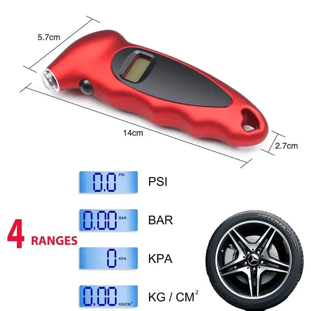 Digital Tire Gauge With Backlit LCD Quick Readings Non Slip
