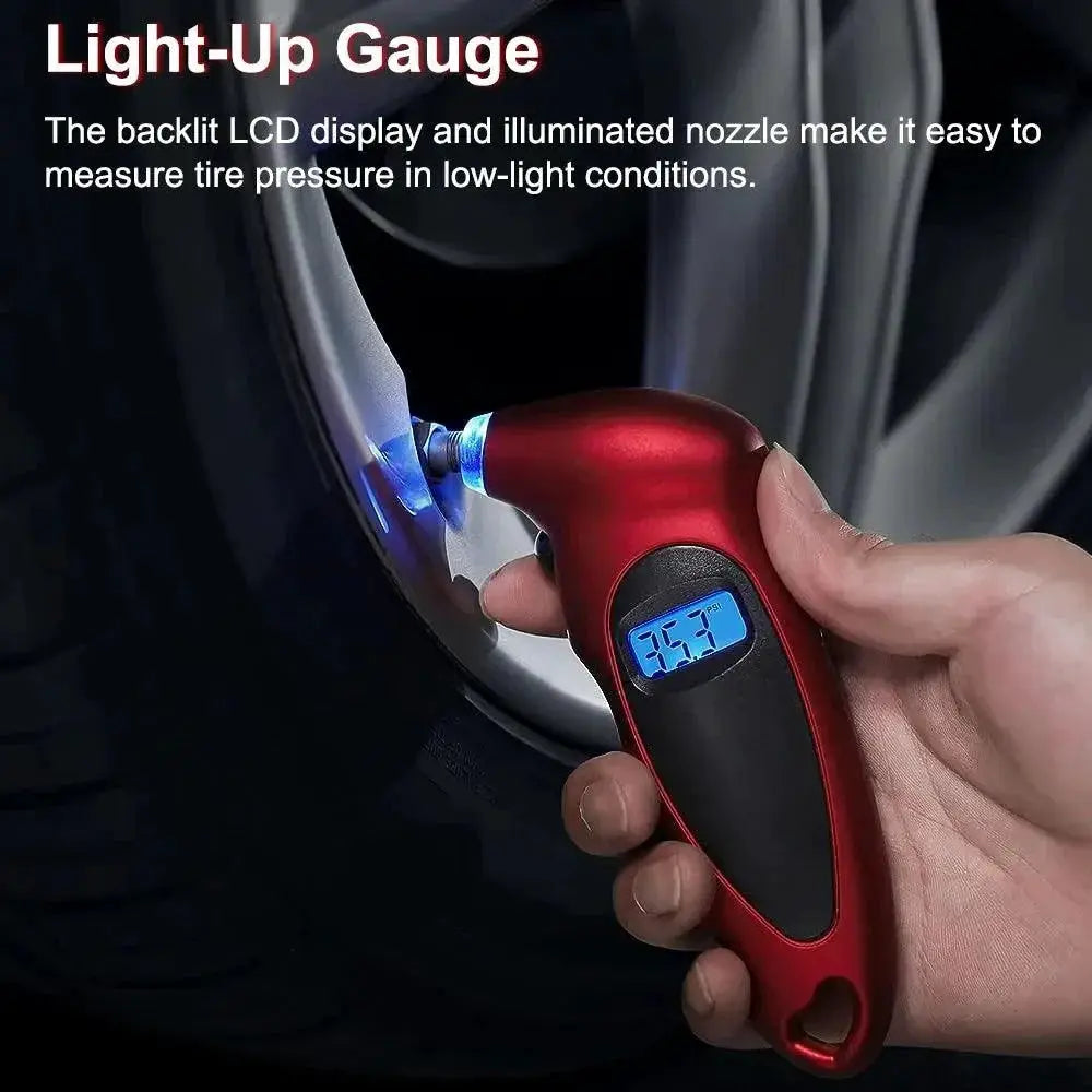 Digital Tire Gauge With Backlit LCD Quick Readings Non Slip