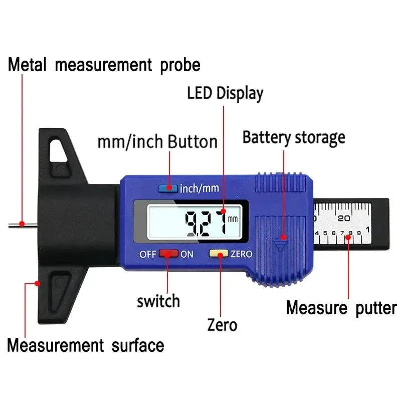 Digital Tire Tread Depth Gauge And Brake Pad Monitor System