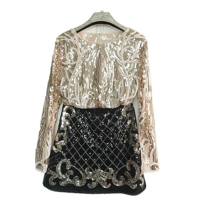 Dinner Party Chic Black Gold Two Piece Set For Glam Style