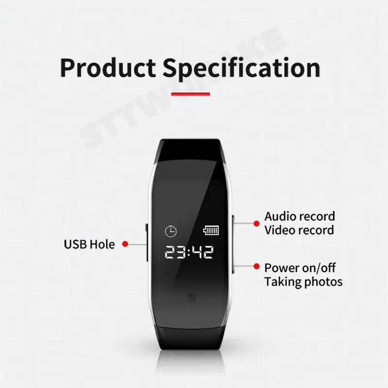 Discreet 1080P Mini Camera Watch Bracelet DVR For Secret Video Recording
