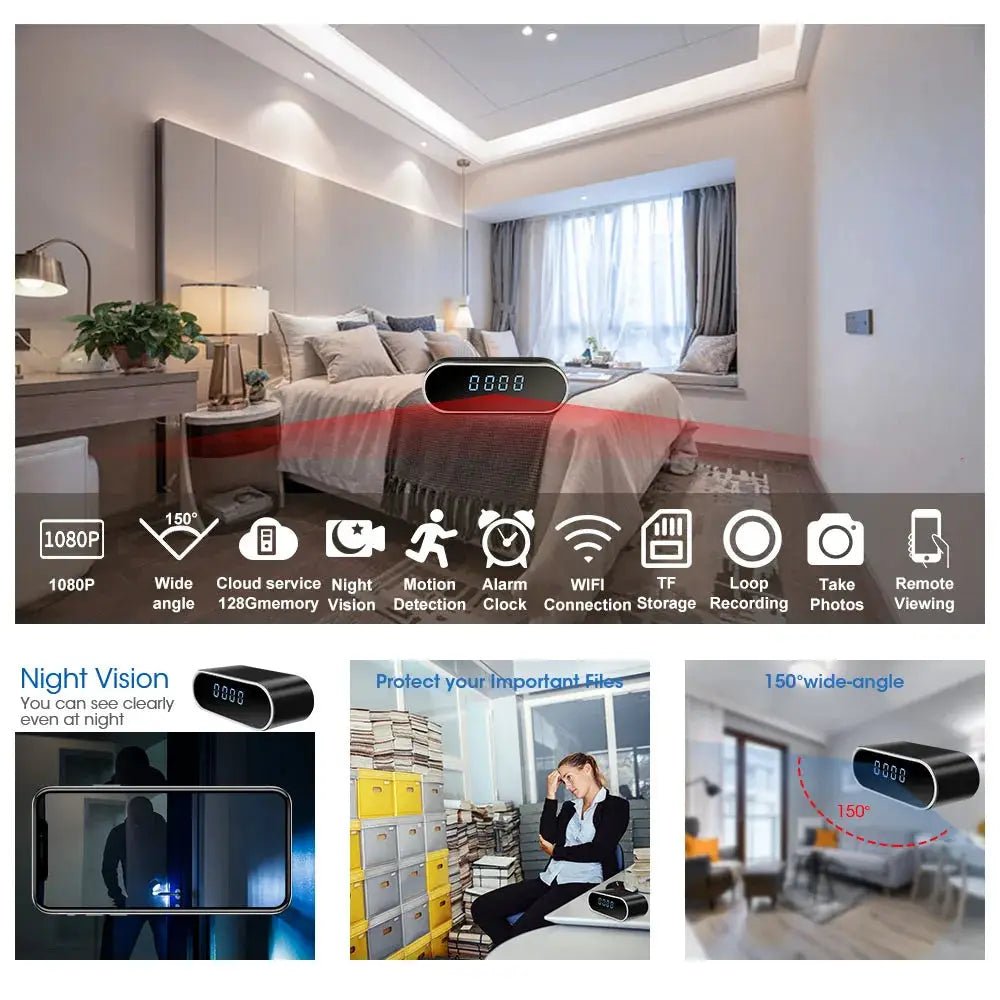 Discreet Full HD 1080P Clock Camera With WiFi IR Night Vision DVR