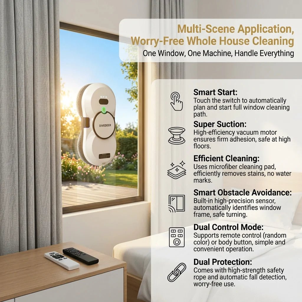 DIVEDEER Home Intelligent Cleaning Robot - Auto Water Spray For Magnetic Windows