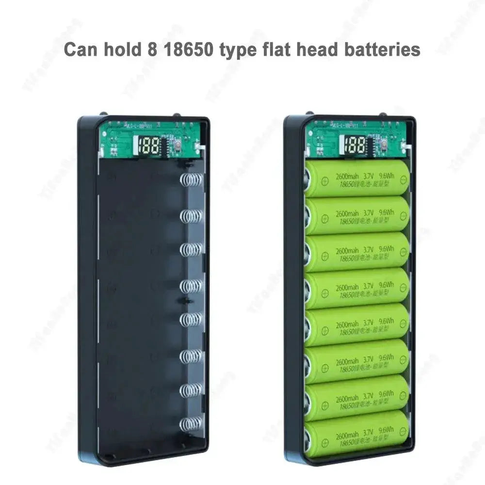 DIY 8 Cell 18650 Battery Power Bank Case Dual USB Charging