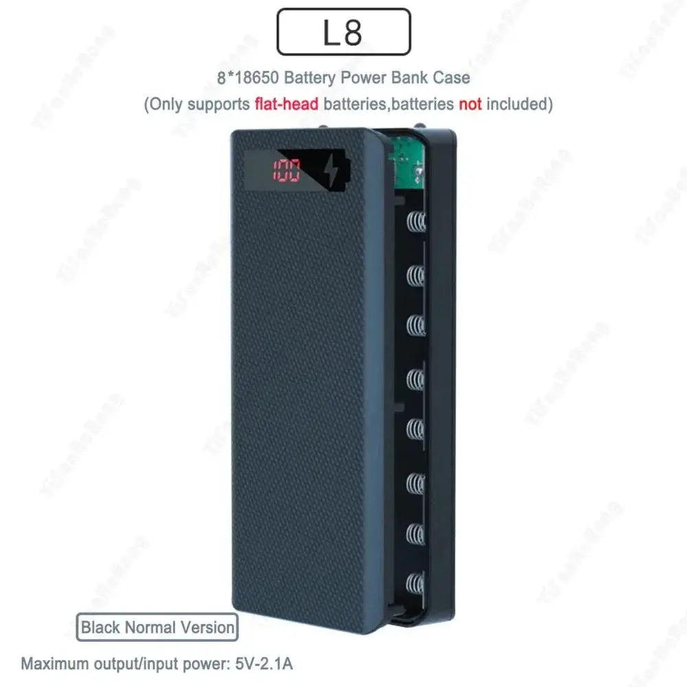 DIY 8 Cell 18650 Battery Power Bank Case Dual USB Charging
