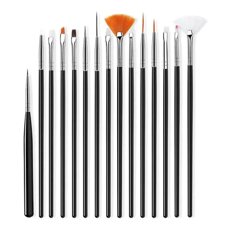 DIY Nail Art Brush Set 15 Piece Manicure Tools Kit