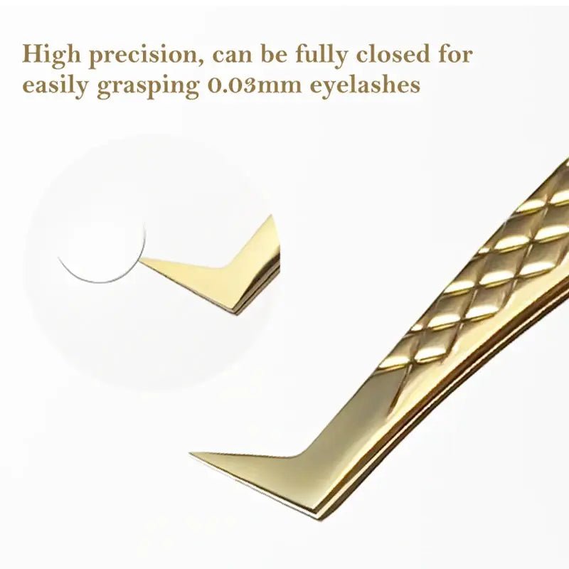 DIYDAY Antislip Eyelash Tweezers Stainless Steel Fiber Tip Lash Extensions Grip