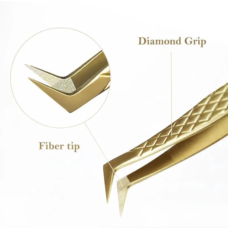 DIYDAY Antislip Eyelash Tweezers Stainless Steel Fiber Tip Lash Extensions Grip