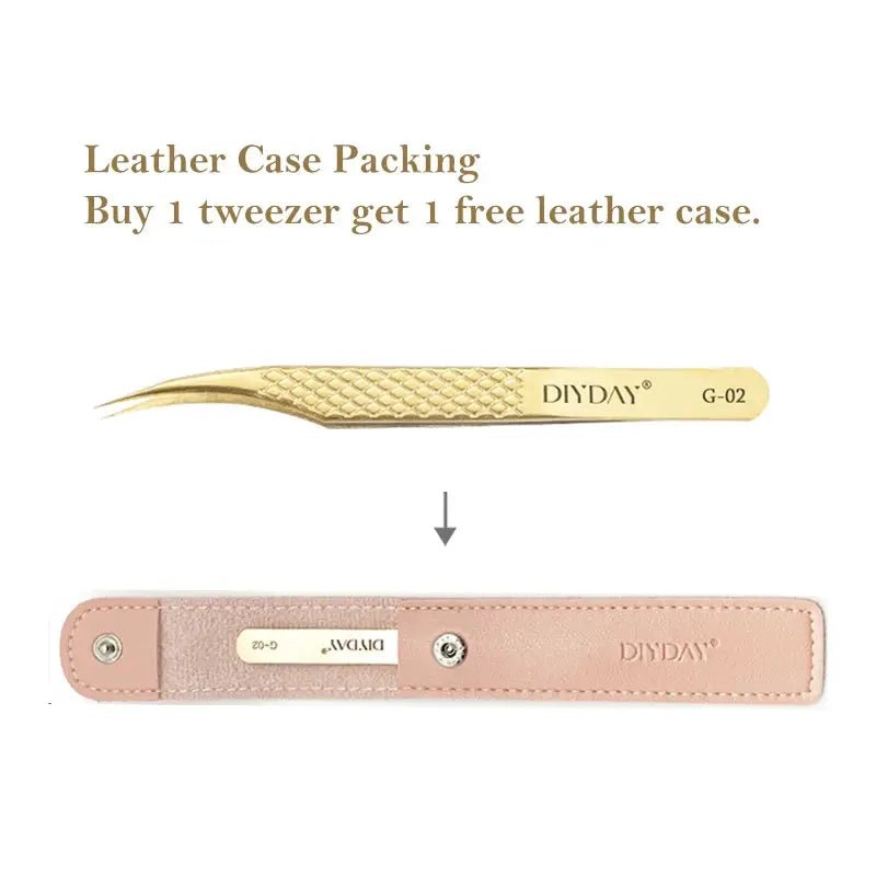 DIYDAY Antislip Eyelash Tweezers Stainless Steel Fiber Tip Lash Extensions Grip