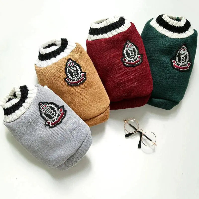 Dog Cat V Neck Teddy Knitted Vest Winter Warm Apparel